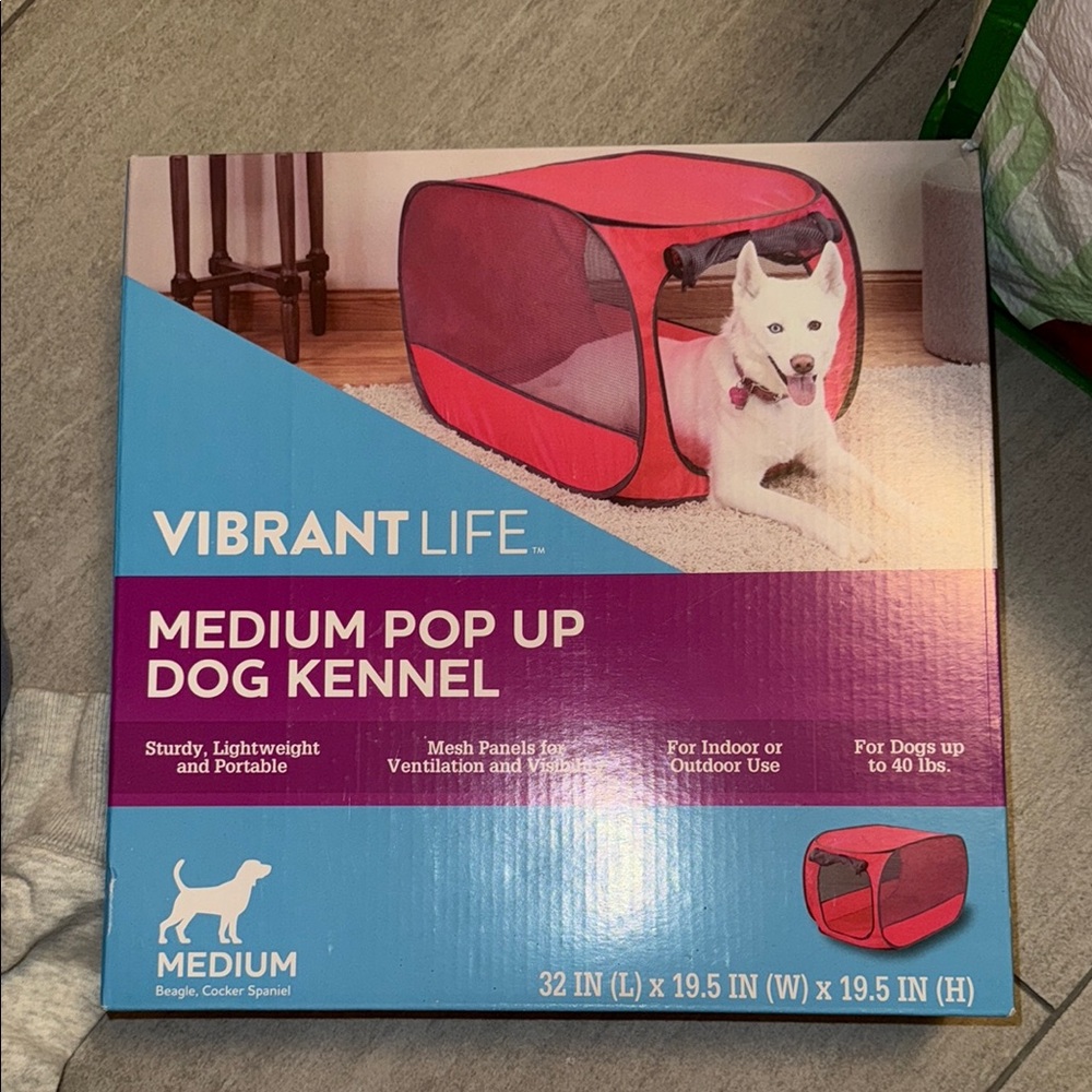 Vibrant Life Red Medium Pop Up Dog Kennel